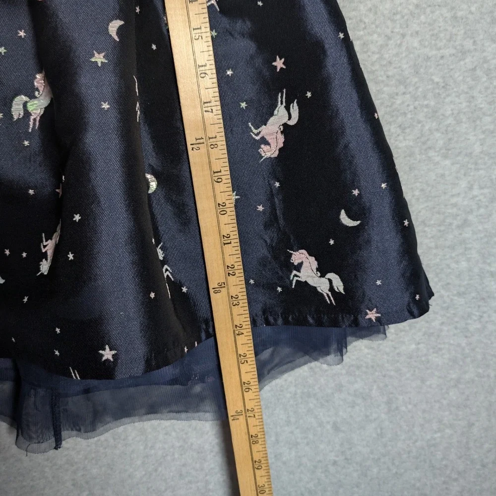 H&M Girls Dress Navy Blue Metallic Unicorn Star Moon Party Size 5-6Y Celestial